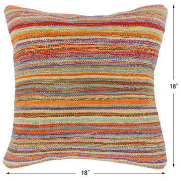 handmade Modern Pillow Rust Blue Hand-Woven SQUARE 100% WOOL  Hand woven turkish pillow  2 x 2